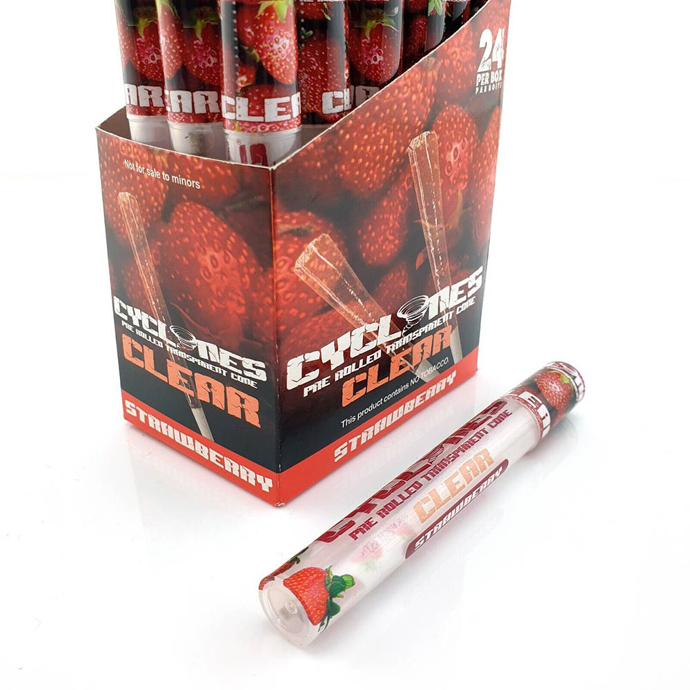 Cyclones pre rolled clear cone strawberry